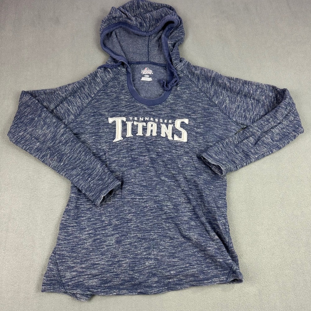 Majestic Tennessee Titans Hoodie Navy Blue Space Dye Pullover Womens Large